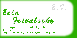 bela frivalszky business card